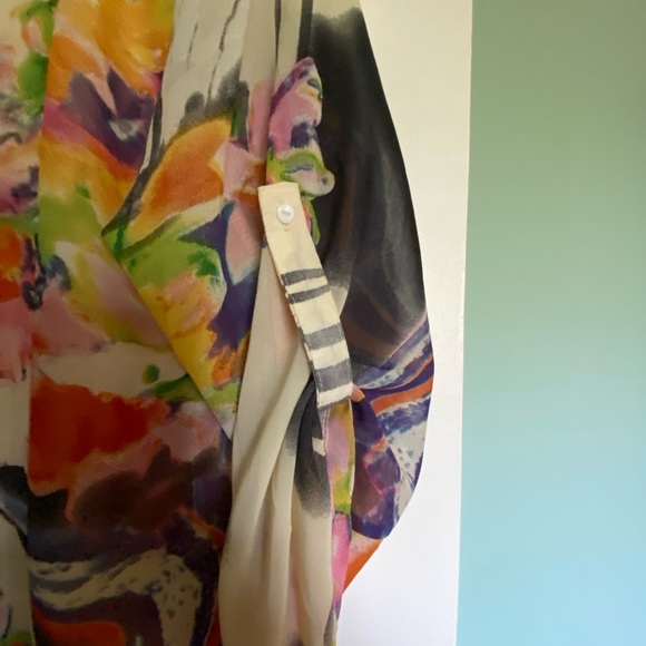 Multicoloured Sheer Blouse 3/4 Sleeve - Picture 8 of 9